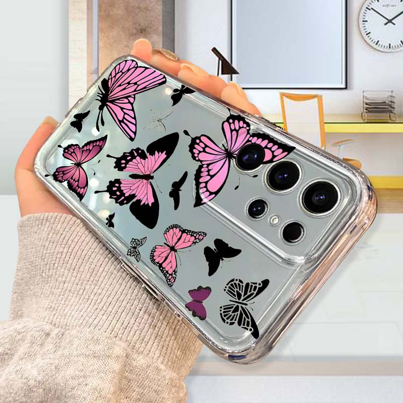 紫の蝶柄スマホケース Samsung Galaxy A73  - Phone Cases Purple のレビューと価格