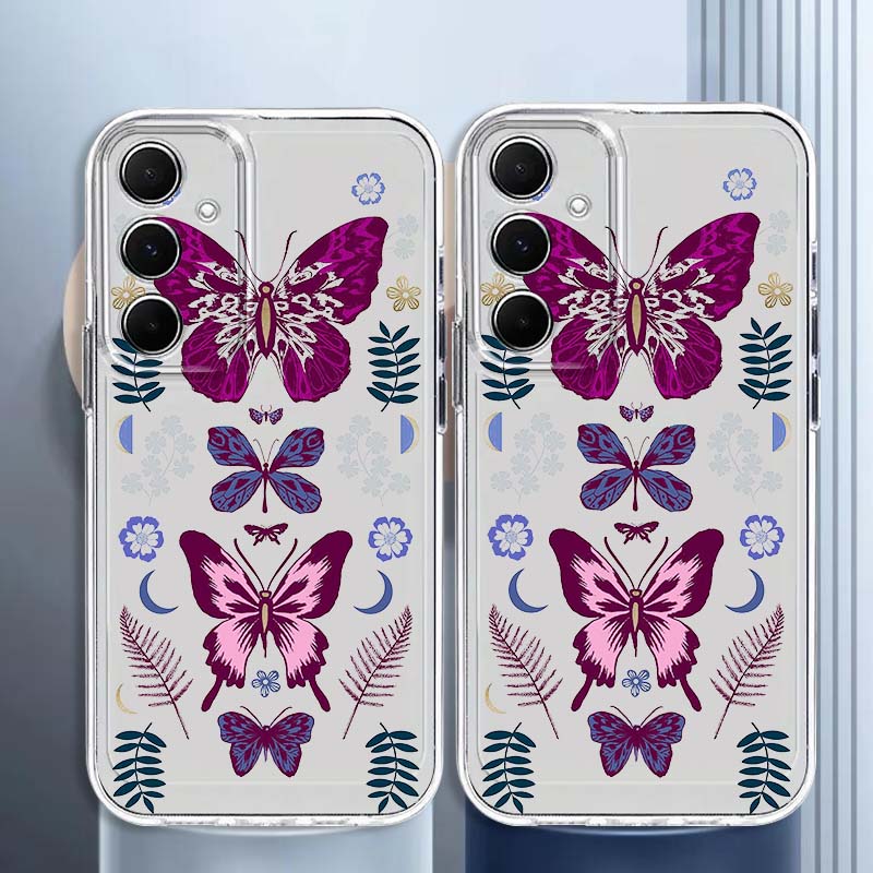 紫の蝶柄スマホケース Samsung Galaxy A73  - Phone Cases Purple のレビューと価格
