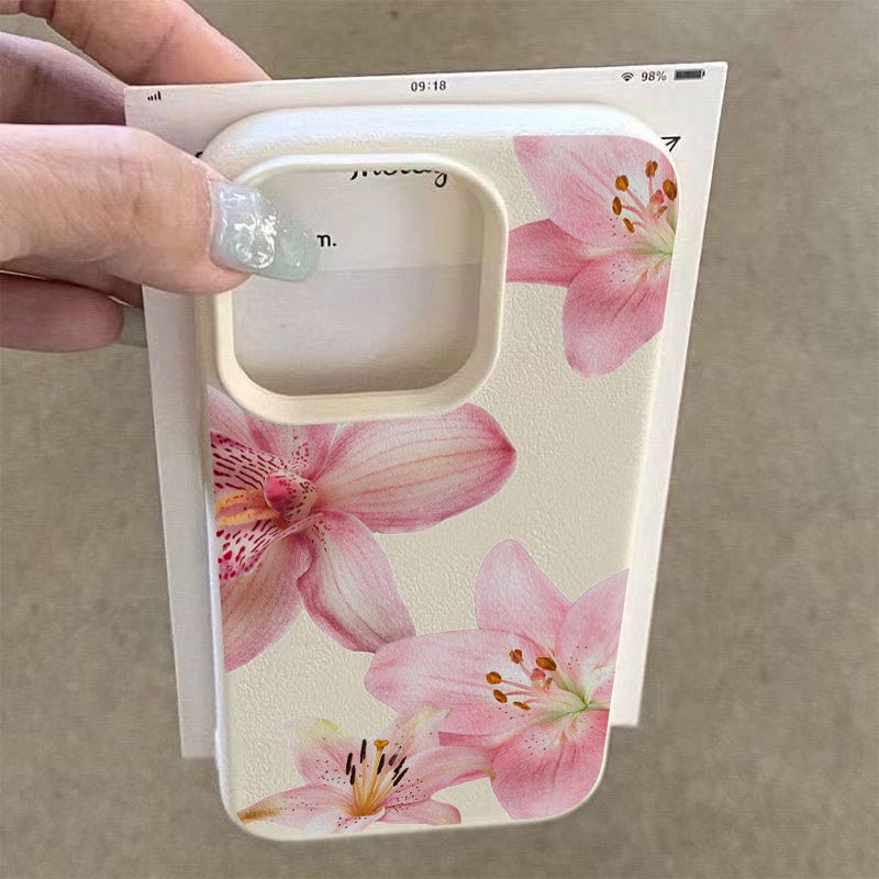 ピンクのユリとライチのテクスチャ柄のスマホケース、Samsu - Phone Cases Samsung S23 のレビューと価格