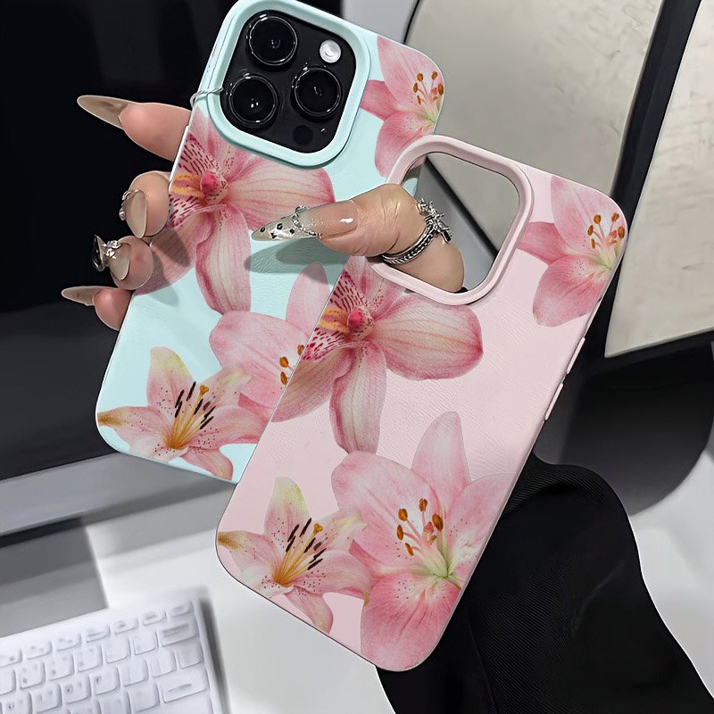 ピンクのユリとライチのテクスチャ柄のスマホケース、Samsu - Phone Cases Samsung S23 のレビューと価格
