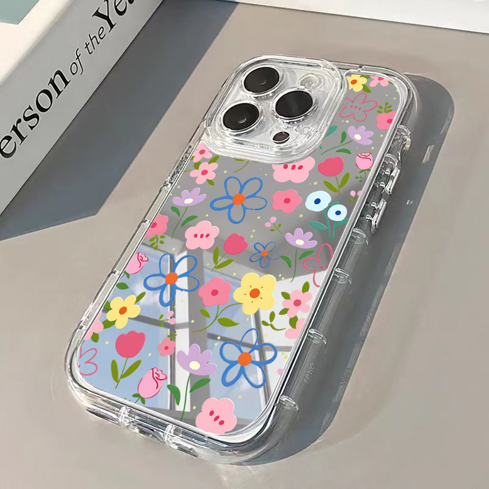韓国風花柄シルバーミラー付きスマホケース iPhone 17 - Phone Cases Korea のレビューと価格