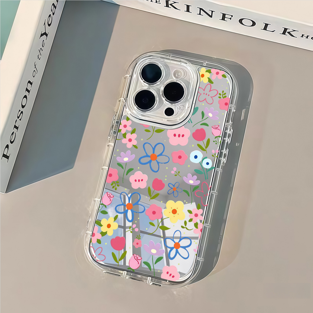 韓国風花柄シルバーミラー付きスマホケース iPhone 17 - Phone Cases Korea のレビューと価格
