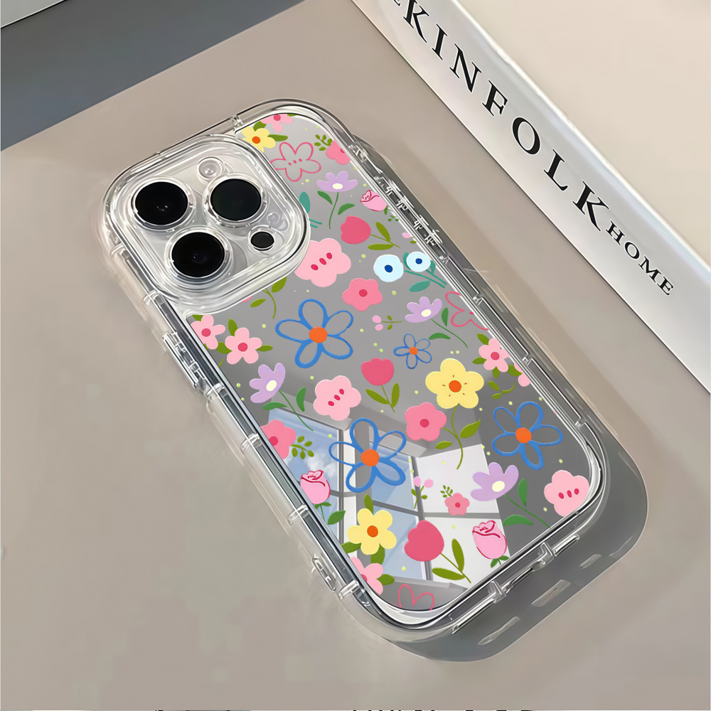 韓国風花柄シルバーミラー付きスマホケース iPhone 17 - Phone Cases Korea のレビューと価格