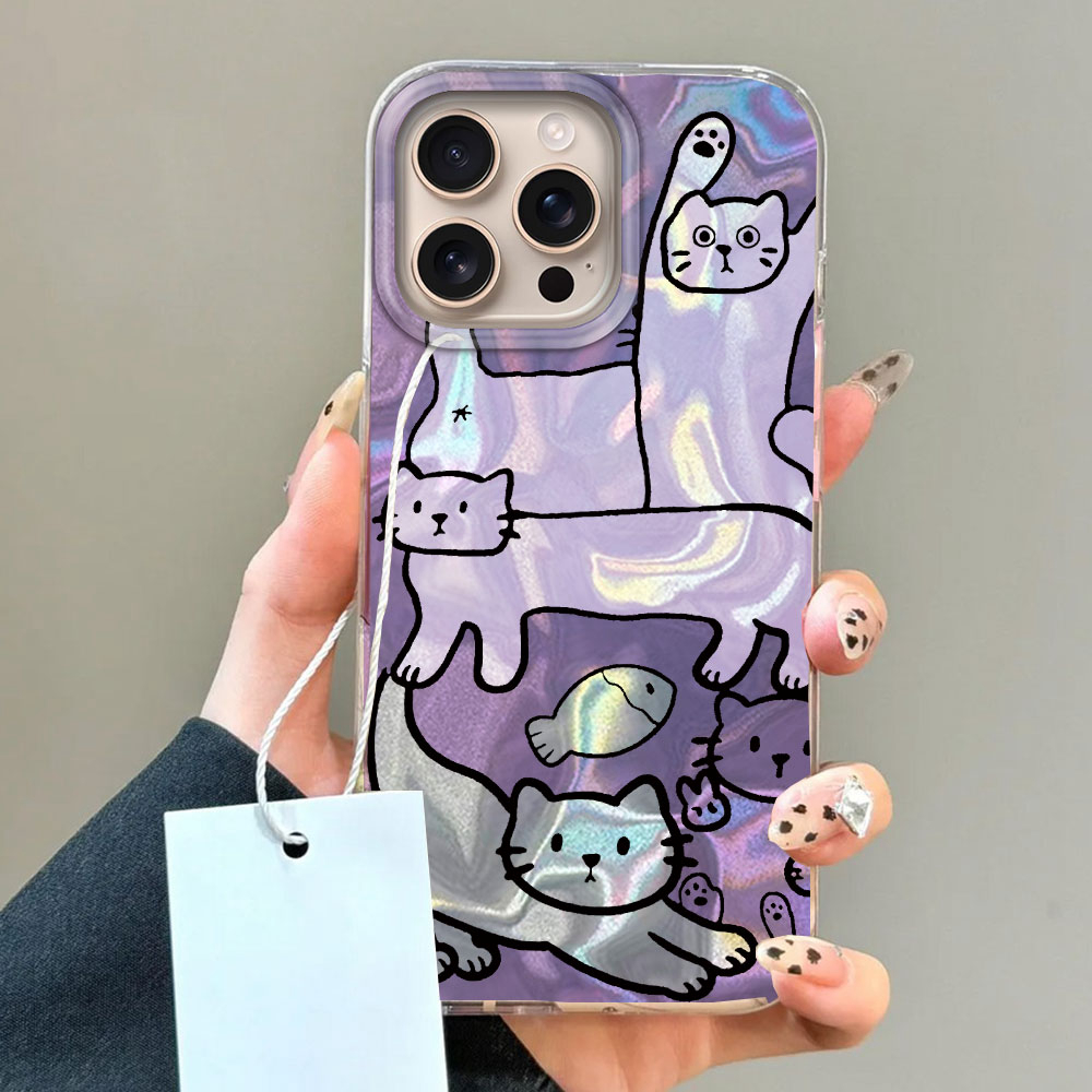 パープルラインキャットフィッシュウォーターテクスチャiPho - Phone Cases Purple のレビューと価格
