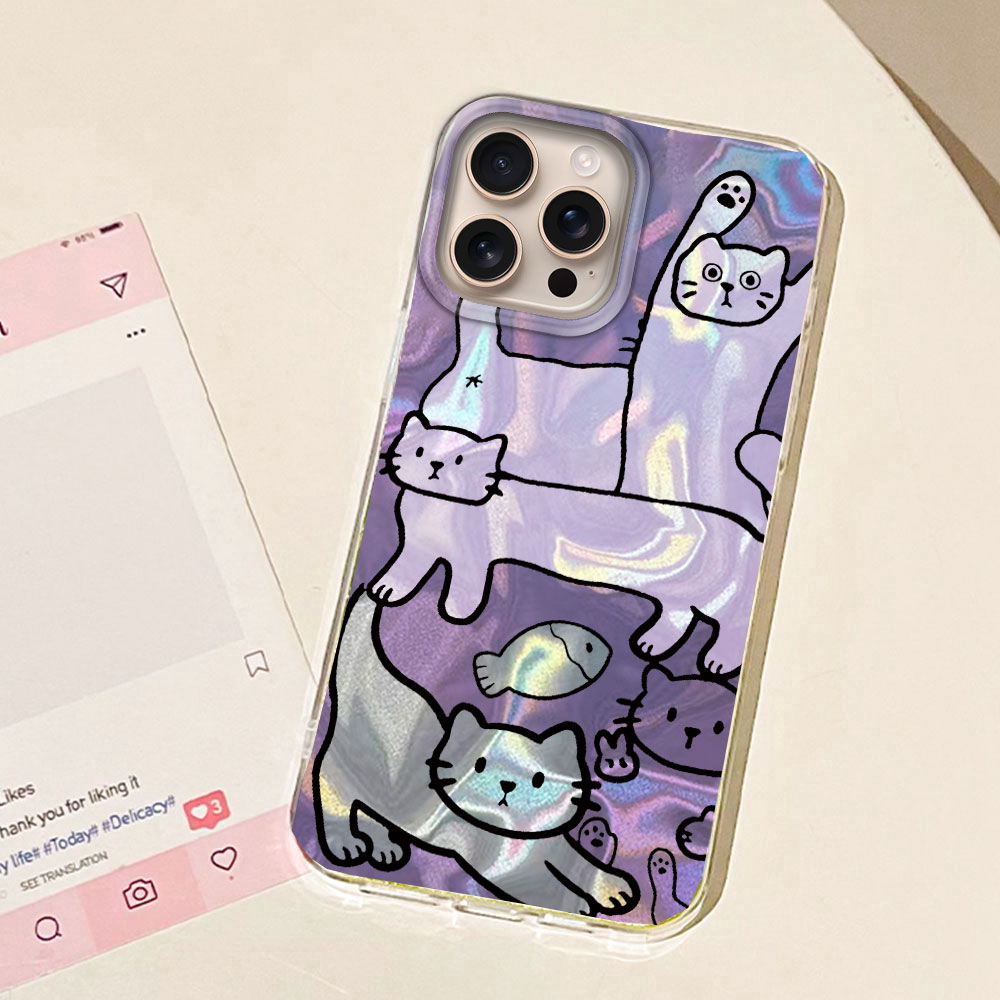 パープルラインキャットフィッシュウォーターテクスチャiPho - Phone Cases Purple のレビューと価格